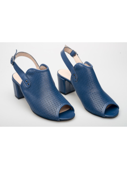Sandały ażurowe na słupku damskie zakryte skórzane