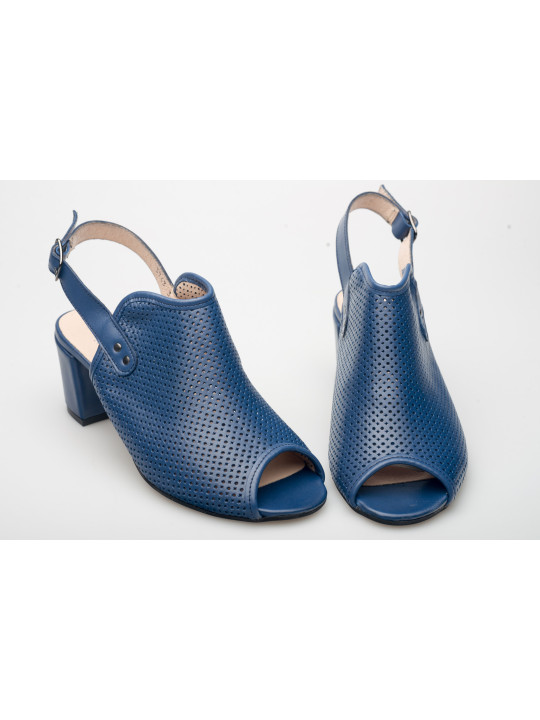 Sandały ażurowe na słupku damskie zakryte skórzane