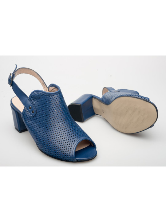 Sandały ażurowe na słupku damskie zakryte skórzane
