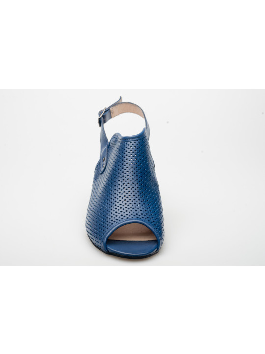 Sandały ażurowe na słupku damskie zakryte skórzane