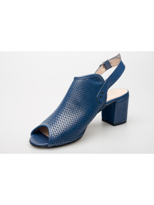 Sandały ażurowe na słupku damskie zakryte skórzane