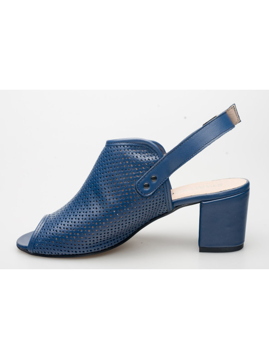 Sandały ażurowe na słupku damskie zakryte skórzane