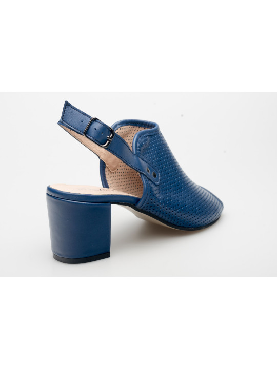 Sandały ażurowe na słupku damskie zakryte skórzane