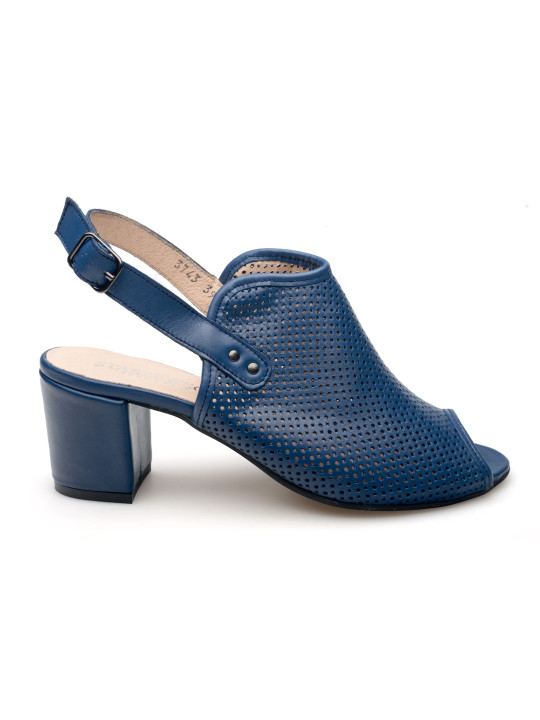 Sandały ażurowe na słupku damskie zakryte skórzane