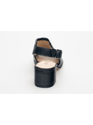 Sandały ażurowe na słupku damskie zakryte skórzane czarne