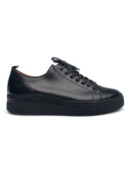 Półbuty damskie skórzane sznurowane sneakersy czarne Produkt Polski