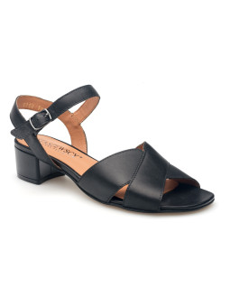 Damskie sandałki na niskim obcasie odkryta pięta skórzane Polski Produkt