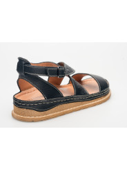 Sandały damskie czarne skórzane