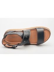 Sandały damskie czarne skórzane