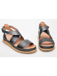 Sandały damskie czarne skórzane