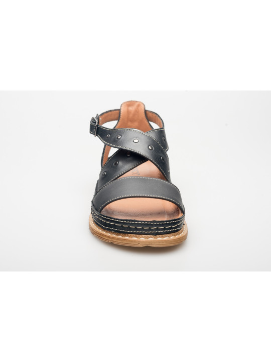 Sandały damskie czarne skórzane
