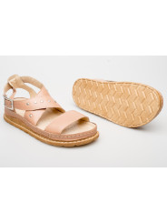 Sandały damskie beżowe cieliste skórzane