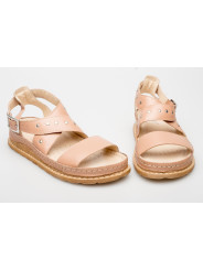 Sandały damskie beżowe cieliste skórzane