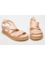 Sandały damskie beżowe cieliste skórzane