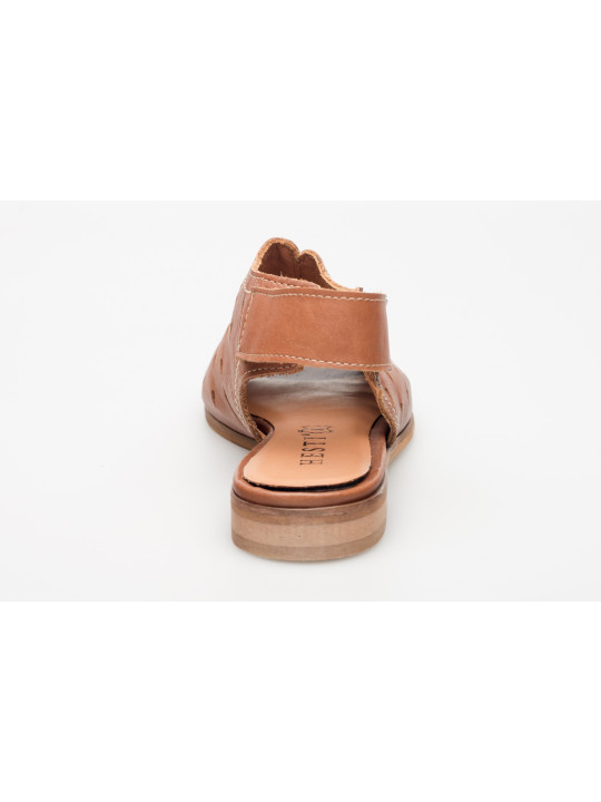 Sandały ażurowe damskie zakryte skórzane brązowe