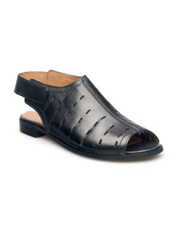 Sandały ażurowe damskie zakryte skórzane czarne