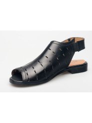 Sandały ażurowe damskie zakryte skórzane czarne