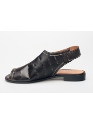 Sandały ażurowe damskie zakryte skórzane ciemny brąz