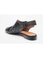 Sandały ażurowe damskie zakryte skórzane ciemny brąz