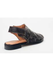 Sandały ażurowe damskie zakryte skórzane ciemny brąz