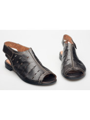 Sandały ażurowe damskie zakryte skórzane ciemny brąz