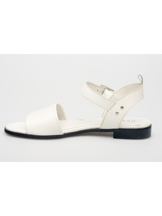 Damskie sandałki odkryta pięta białe skórzane Polski Produkt