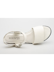 Damskie sandałki odkryta pięta białe skórzane Polski Produkt