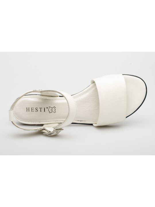 Damskie sandałki odkryta pięta białe skórzane Polski Produkt