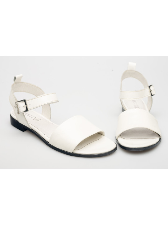 Damskie sandałki odkryta pięta białe skórzane Polski Produkt