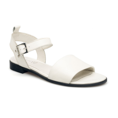 Damskie sandałki odkryta pięta białe skórzane Polski Produkt