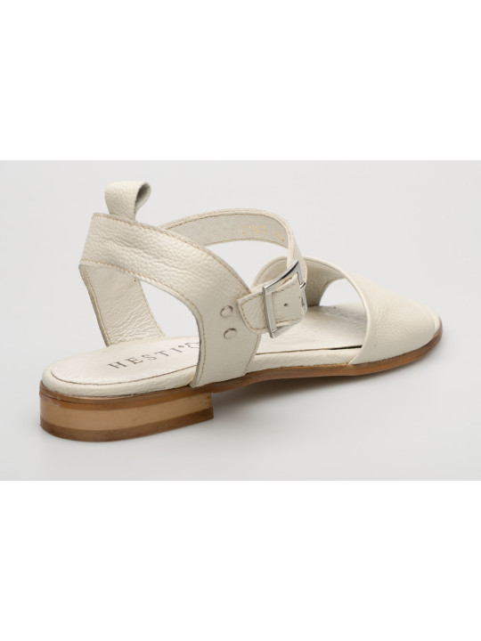 Damskie sandałki odkryta pięta beżowe ecru skórzane Polski Produkt