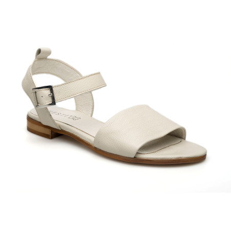 Damskie sandałki odkryta pięta beżowe ecru skórzane Polski Produkt