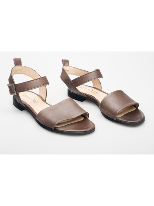 Damskie sandałki odkryta pięta czarne brązowe skórzane Polski Produkt