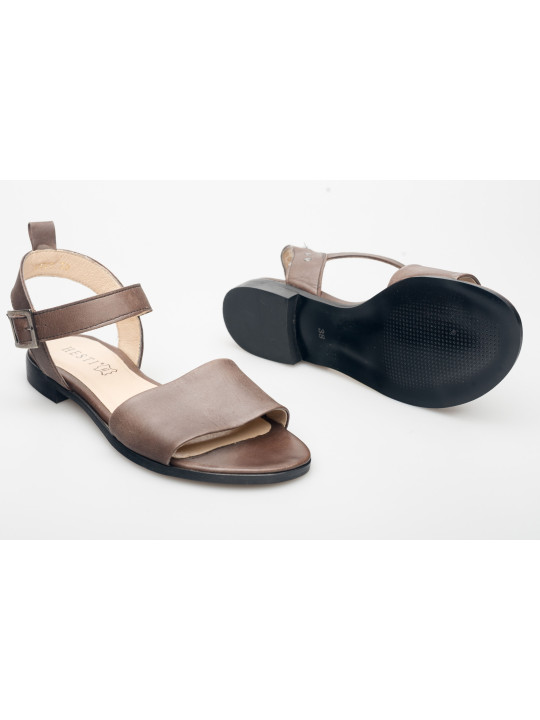 Damskie sandałki odkryta pięta czarne brązowe skórzane Polski Produkt