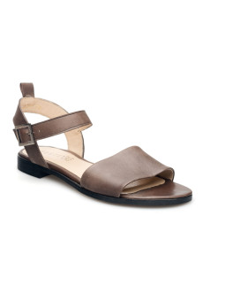 Damskie sandałki odkryta pięta brązowe skórzane Polski Produkt