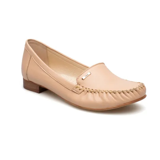 Mokasyny damskie skórzane półbuty beżowe Polski Produkt