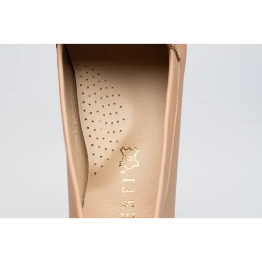 Mokasyny damskie skórzane półbuty beżowe Polski Produkt