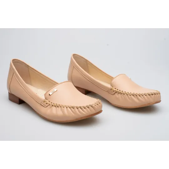 Mokasyny damskie skórzane półbuty beżowe Polski Produkt