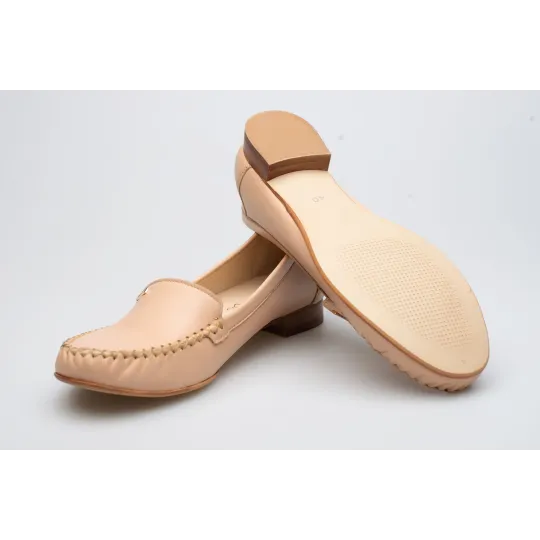 Mokasyny damskie skórzane półbuty beżowe Polski Produkt