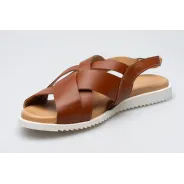 Damskie sandałki odkryta pięta brązowe skórzane Polski Produkt