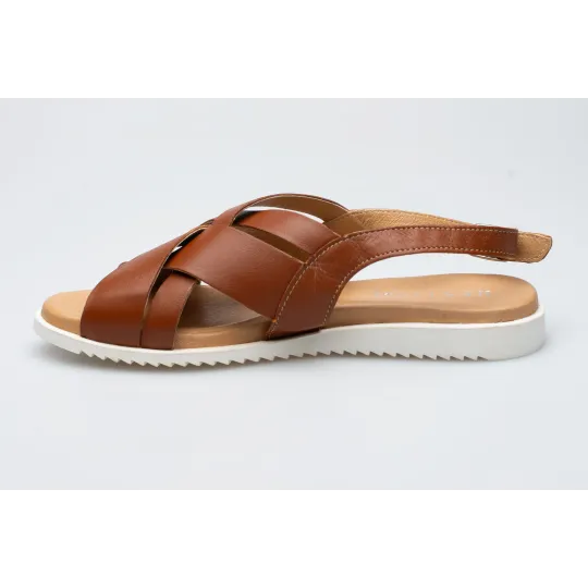 Damskie sandałki odkryta pięta brązowe skórzane Polski Produkt