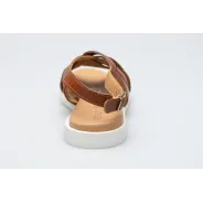 Damskie sandałki odkryta pięta brązowe skórzane Polski Produkt