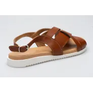 Damskie sandałki odkryta pięta brązowe skórzane Polski Produkt