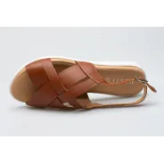 Damskie sandałki odkryta pięta brązowe skórzane Polski Produkt