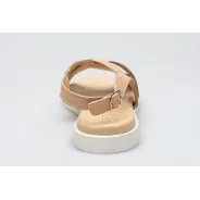 Damskie sandałki odkryta pięta beżowe skórzane Polski Produkt