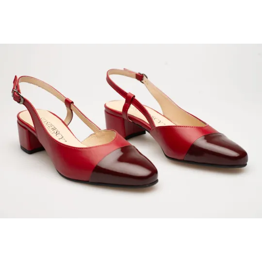 Sandały z zakrytymi palcami skórzane odkryta pięta PRODUKT POLSKI