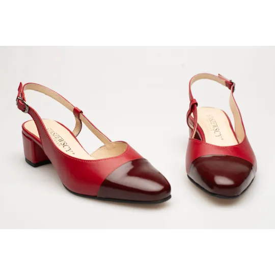 Sandały z zakrytymi palcami skórzane odkryta pięta PRODUKT POLSKI