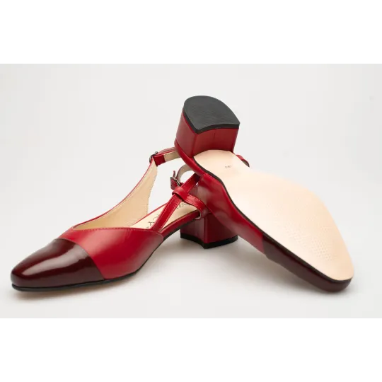 Sandały z zakrytymi palcami skórzane odkryta pięta PRODUKT POLSKI