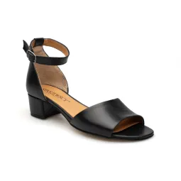 Sandały damskie zakryta pięta skórzane czarne PRODUKT POLSKI