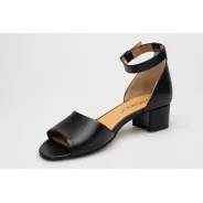 Sandały damskie zakryta pięta skórzane czarne PRODUKT POLSKI